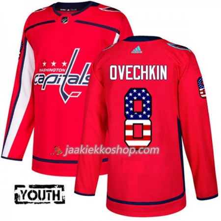Lapsille NHL Washington Capitals Pelipaita Alex Ovechkin 8 Adidas 2017-2018 Punainen USA Flag Fashion Authentic
